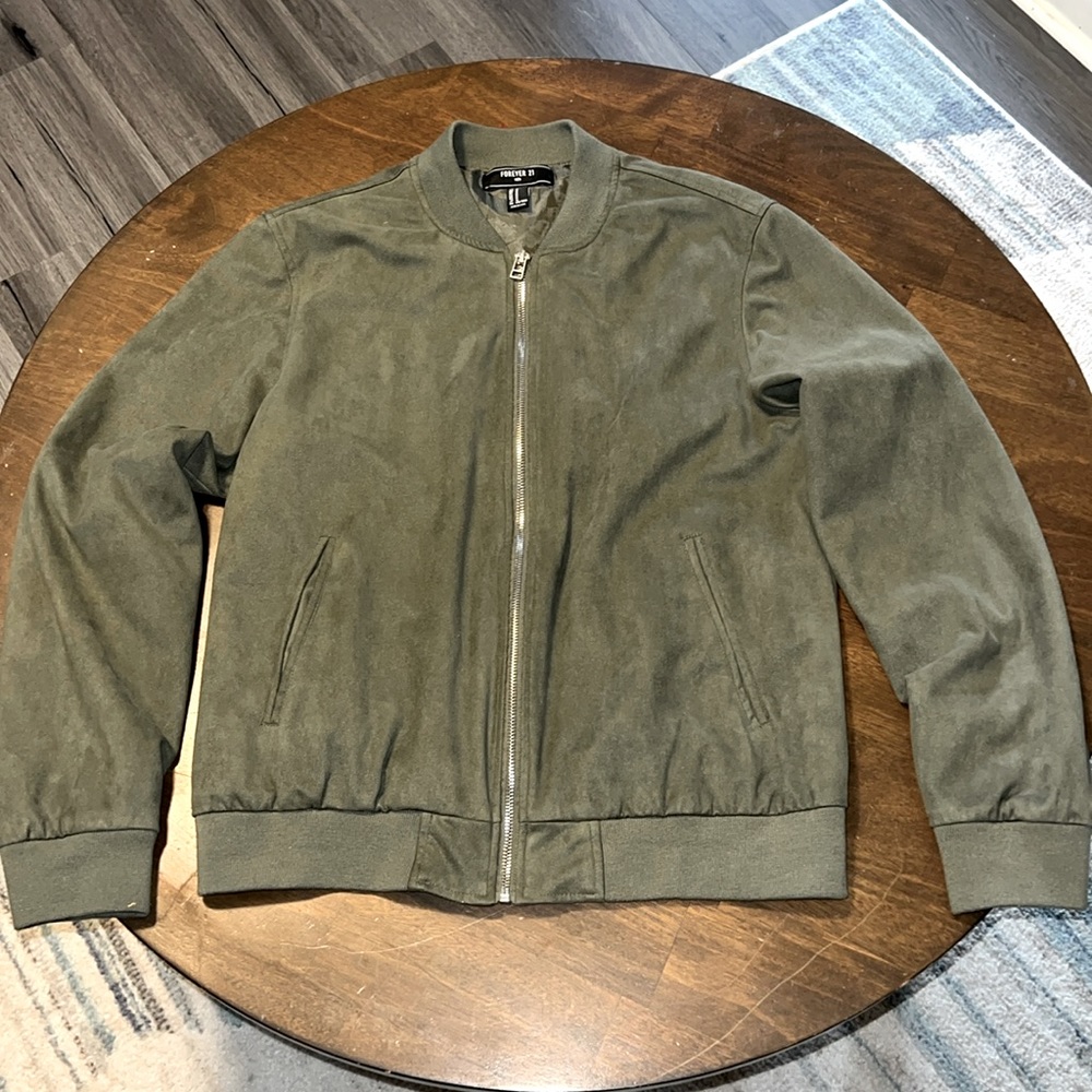 Forever 21 suede green bomber jacket
